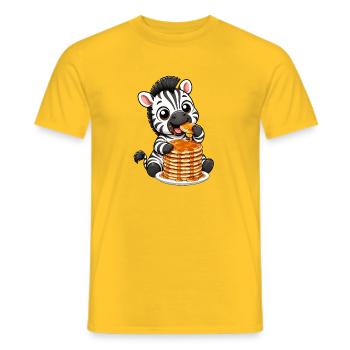 Zebra with Pancakes Funny Cartoon - Men's T-Shirt - yellow - Front - AI Model Male 178 dark (178cm)