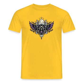 Emblème de la chouette esprit lunaire avec cristal violet - T-shirt homme - jaune - Devant - AI Model Male 178 dark (178cm)