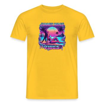 Synthwave Holiday Vibrations 80s - Männer T-Shirt - Gelb - Vorne - AI Model Male 178 dark (178cm)