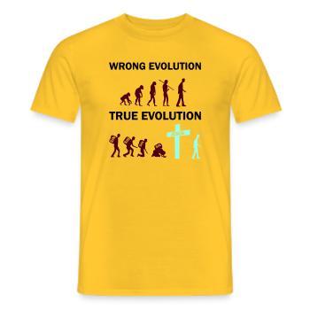 Évolution vers la Croix : la foi l’emporte - T-shirt homme - jaune - Devant - AI Model Male 178 dark (178cm)