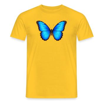 Morpho Morpho Espèces de Papillons Bleus Style Dessin Animé - T-shirt homme - jaune - Devant - AI Model Male 178 dark (178cm)
