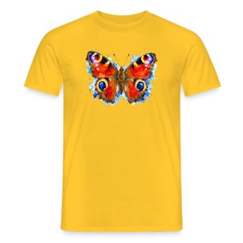 Peacock Butterfly Aglais io Watercolor Style - Men's T-Shirt - yellow - Front - AI Model Male 178 dark (178cm)
