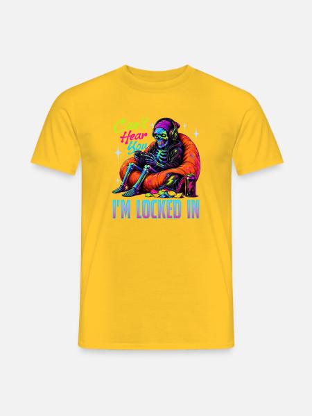 Skeleton Gamer Gaming Halloween - Männer T-Shirt - Gelb