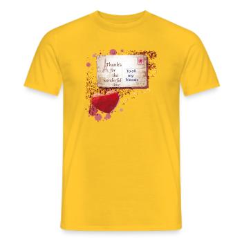 Pariser Postkarte Danke an Freunde - Männer T-Shirt - Gelb - Vorne - AI Model Male 178 dark (178cm)