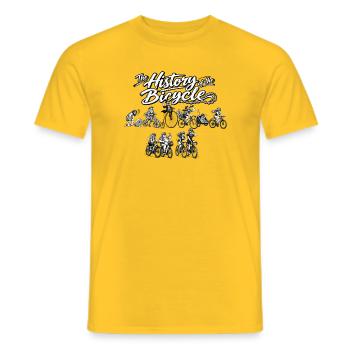 Die Geschichte des Fahrrads – Vintage Radfahrer - Männer T-Shirt - Gelb - Vorne - AI Model Male 178 dark (178cm)