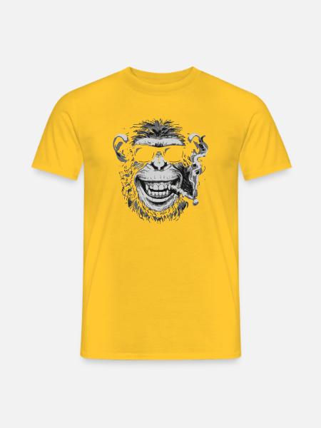 Rauchender Affe mit Sonnenbrille - Männer T-Shirt - Gelb