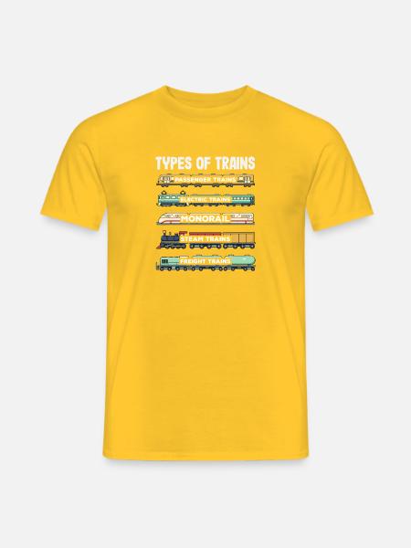 Zugarten Dampflok Güterzug Monorail Eisenbahn - Männer T-Shirt - Gelb