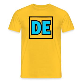 DE Initials Letters Logo - Men's T-Shirt - yellow - Front - AI Model Male 178 dark (178cm)