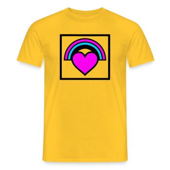 Regenbogen Herz Rahmen Grafik - Männer T-Shirt - Gelb - Vorne - AI Model Male 178 dark (178cm)
