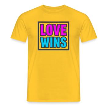 Love Wins Lettering Logo - Men's T-Shirt - yellow - Front - AI Model Male 178 dark (178cm)