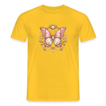 Rosé butterfly with pearl frame - Men's T-Shirt - yellow - Front - AI Model Male 178 dark (178cm)