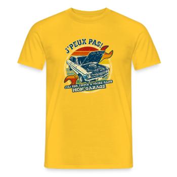 Jpeux Pas Jai Mon Garage Humour Mécanicien - T-shirt homme - jaune - Devant - AI Model Male 178 dark (178cm)