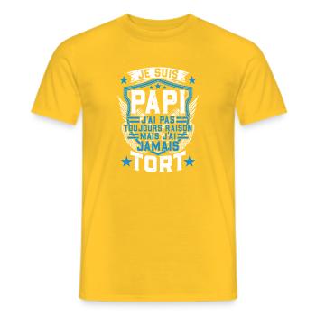 Je Suis Papi J'ai Jamais Tort Humour - T-shirt homme - jaune - Devant - AI Model Male 178 dark (178cm)