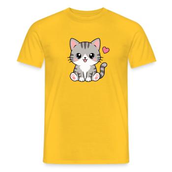 Kawaii Graue Tigerkatze - Männer T-Shirt - Gelb - Vorne - AI Model Male 178 dark (178cm)