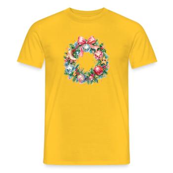 Disco Vintage 80´s Weihnachtskranz - Männer T-Shirt - Gelb - Vorne - AI Model Male 178 dark (178cm)