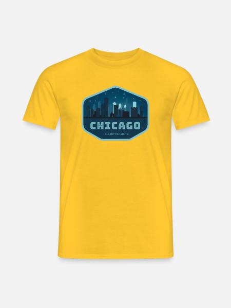 Chicago Skyline Nacht - Männer T-Shirt - Gelb
