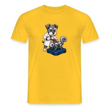 Schnauzer Reparatie Robot Eekhoornontwerp - Heren T-shirt - geel - Voor - AI Model Male 178 dark (178cm)
