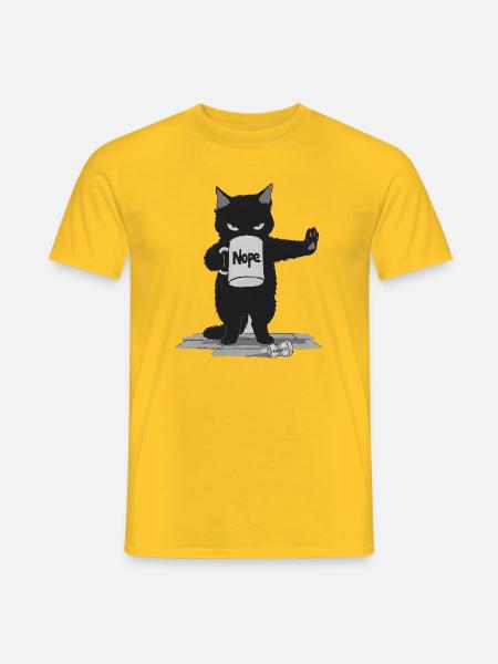 Nope-Katze mit Kaffeetasse - Männer T-Shirt - Gelb