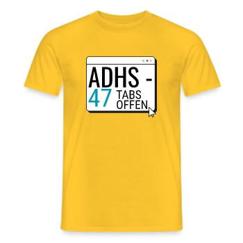 ADHS – 47 Tabs offen - Männer T-Shirt - Gelb - Vorne - AI Model Male 178 dark (178cm)