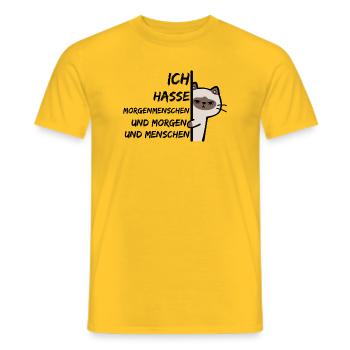 ICH HASSE MORGENMENSCHEN UND MORGEN UND MENSCHEN - Männer T-Shirt - Gelb - Vorne - AI Model Male 178 dark (178cm)