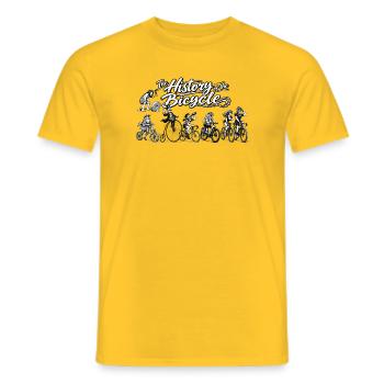 Historie des Fahrrads – Vintage Radreise - Männer T-Shirt - Gelb - Vorne - AI Model Male 178 dark (178cm)