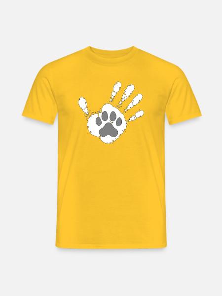 Hund Mensch High Five - Männer T-Shirt - Gelb