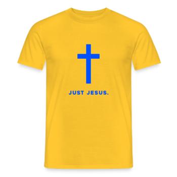 Just Jesus Kreuzdesign - Männer T-Shirt - Gelb - Vorne - AI Model Male 178 dark (178cm)