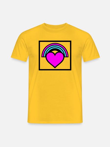 Regenbogen Herz Rahmen Logo - Männer T-Shirt - Gelb