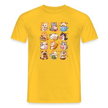 Kawaii Katzencafé | Kaffee & Süßes - Männer T-Shirt - Gelb - Vorne - AI Model Male 178 dark (178cm)