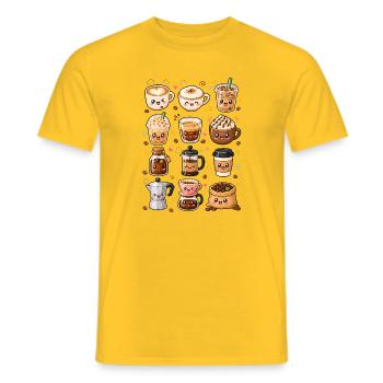 Kawaii Kaffee | Barista & Kaffeeliebe - Männer T-Shirt - Gelb - Vorne - AI Model Male 178 dark (178cm)