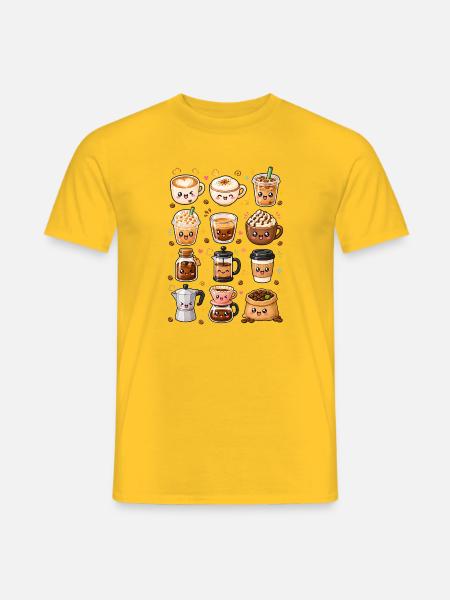 Kawaii Kaffee | Barista & Kaffeeliebe - Männer T-Shirt - Gelb