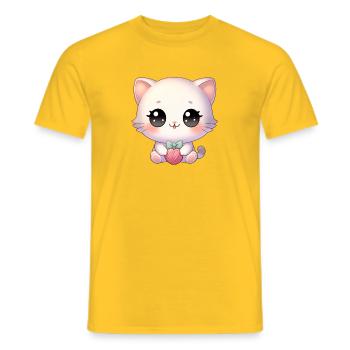 Kawaii Chibi Katze - Männer T-Shirt - Gelb - Vorne - AI Model Male 178 dark (178cm)