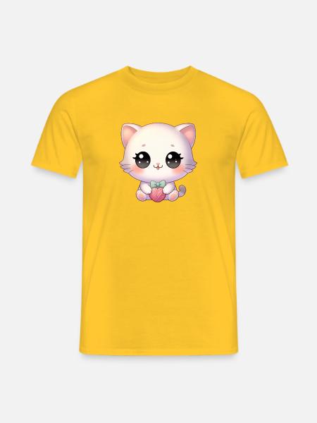 Kawaii Chibi Katze - Männer T-Shirt - Gelb