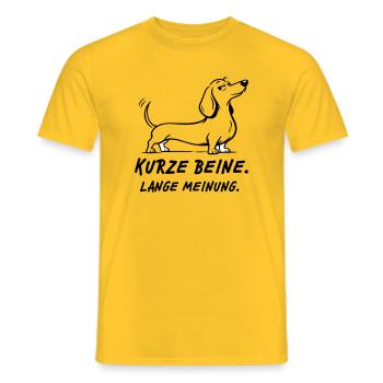 Kurze Beine Lange Meinung - Männer T-Shirt - Gelb - Vorne - AI Model Male 178 dark (178cm)