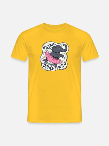 Elephant Ballerina – Dream Dance Wild - Männer T-Shirt - Gelb