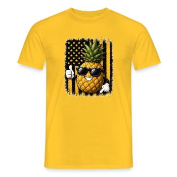 Ananas USA Amerikanische Flagge Sonnenbrille - Männer T-Shirt - Gelb - Vorne - AI Model Male 178 dark (178cm)