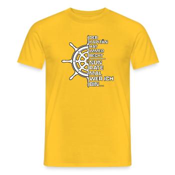 Kapitän Hat Immer Recht Spruch - Männer T-Shirt - Gelb - Vorne - AI Model Male 178 dark (178cm)