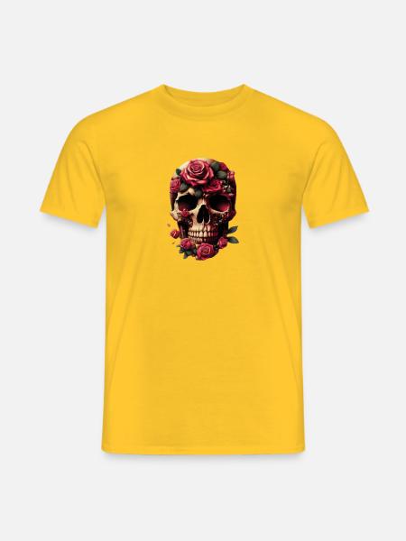 Rosa Schädel - Männer T-Shirt - Gelb