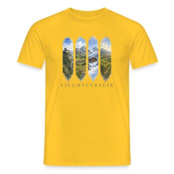 Liechtenstein Travel – Alpen & Schlösser Motiv - Männer T-Shirt - Gelb - Vorne - AI Model Male 178 dark (178cm)