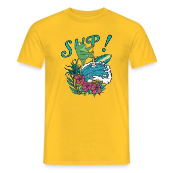  SUP paddleboarding Stand Up Paddle Frosch surfing - Männer T-Shirt - Gelb - Vorne - AI Model Male 178 dark (178cm)
