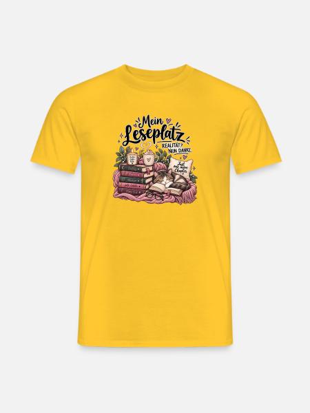 Mein Lesespaß – Realität? Nein danke! - Männer T-Shirt - Gelb