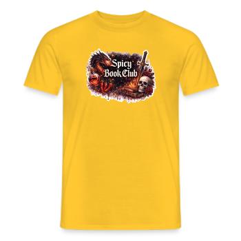 Feuriger Buchklub: Drache und Klinge - Männer T-Shirt - Gelb - Vorne - AI Model Male 178 dark (178cm)