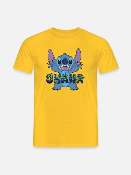 Lilo & Stitch Ohana Schriftzug Mit Stitch - Männer T-Shirt - Gelb