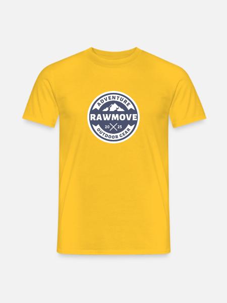 Rawmove Outdoor Abenteuer Badge - Männer T-Shirt - Gelb
