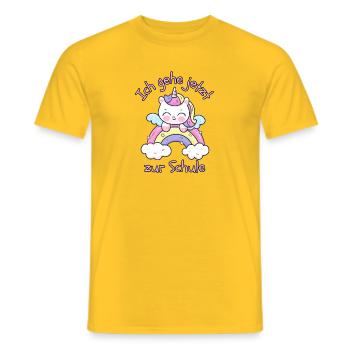 EINHORN SCHULKIND, EINSCHULUNG, GRUNDSCHULE - Männer T-Shirt - Gelb - Vorne - AI Model Male 178 dark (178cm)