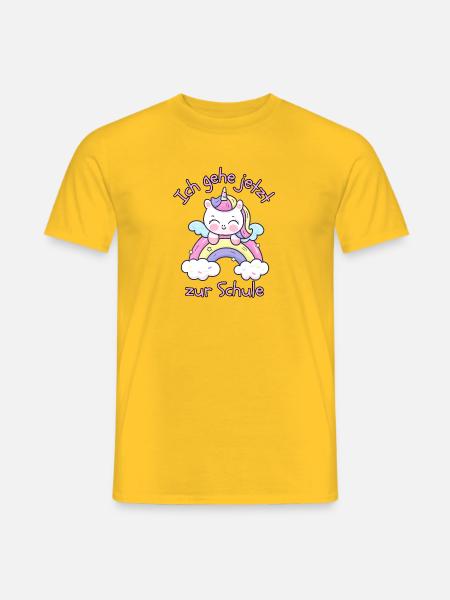 EINHORN SCHULKIND, EINSCHULUNG, GRUNDSCHULE - Männer T-Shirt - Gelb