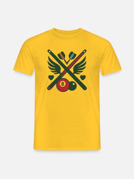 Billard Queue Fluegel Logo - Männer T-Shirt - Gelb