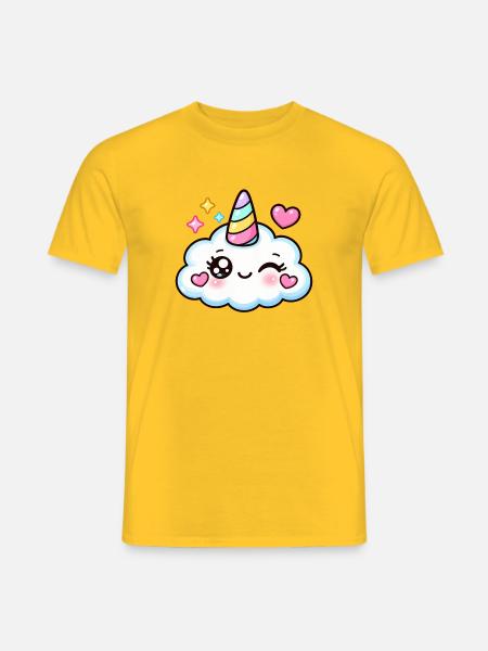 Funkelnde Pastell-Einhornwolke - Männer T-Shirt - Gelb