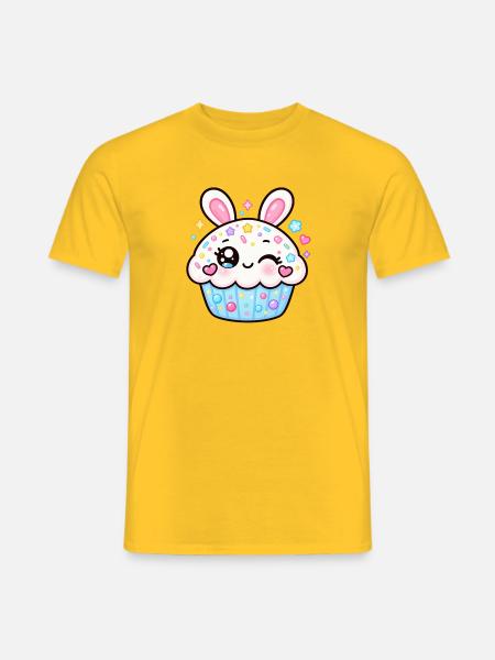 Kawaii Sparkle Bunny Cupcake - Männer T-Shirt - Gelb