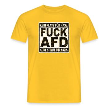 FUCK AFD – Gegen Rechts Statement - Männer T-Shirt - Gelb - Vorne - AI Model Male 178 dark (178cm)